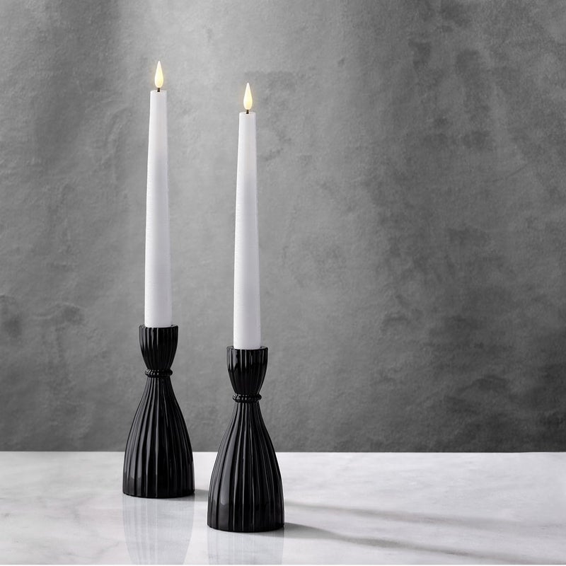 LampLust Taper Candle Holder, 2 Pack, 6 Inch, Black Glass Taper Candle Holders for Candlesticks, Decorative for Standard Taper Candle, Wedding Centerpieces, Table and Farmhouse Decor - Image 1